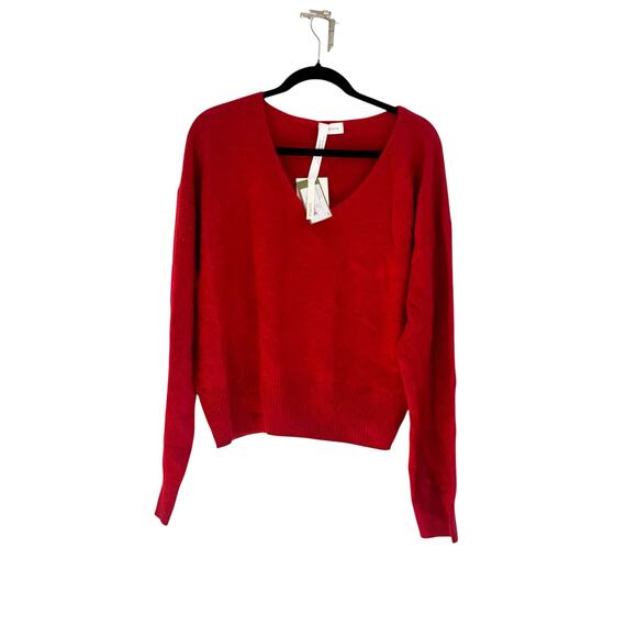 Lilysilk Brushed Cashmere V-Neck Pullover Sweater Long Sleeve Red Size L NWT - Picture 13 of 13